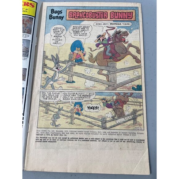 Whitman Bugs Bunny #168 Bronco Buster Bunny November 1975 Comic Bagged Boarded - Picture 4 of 7